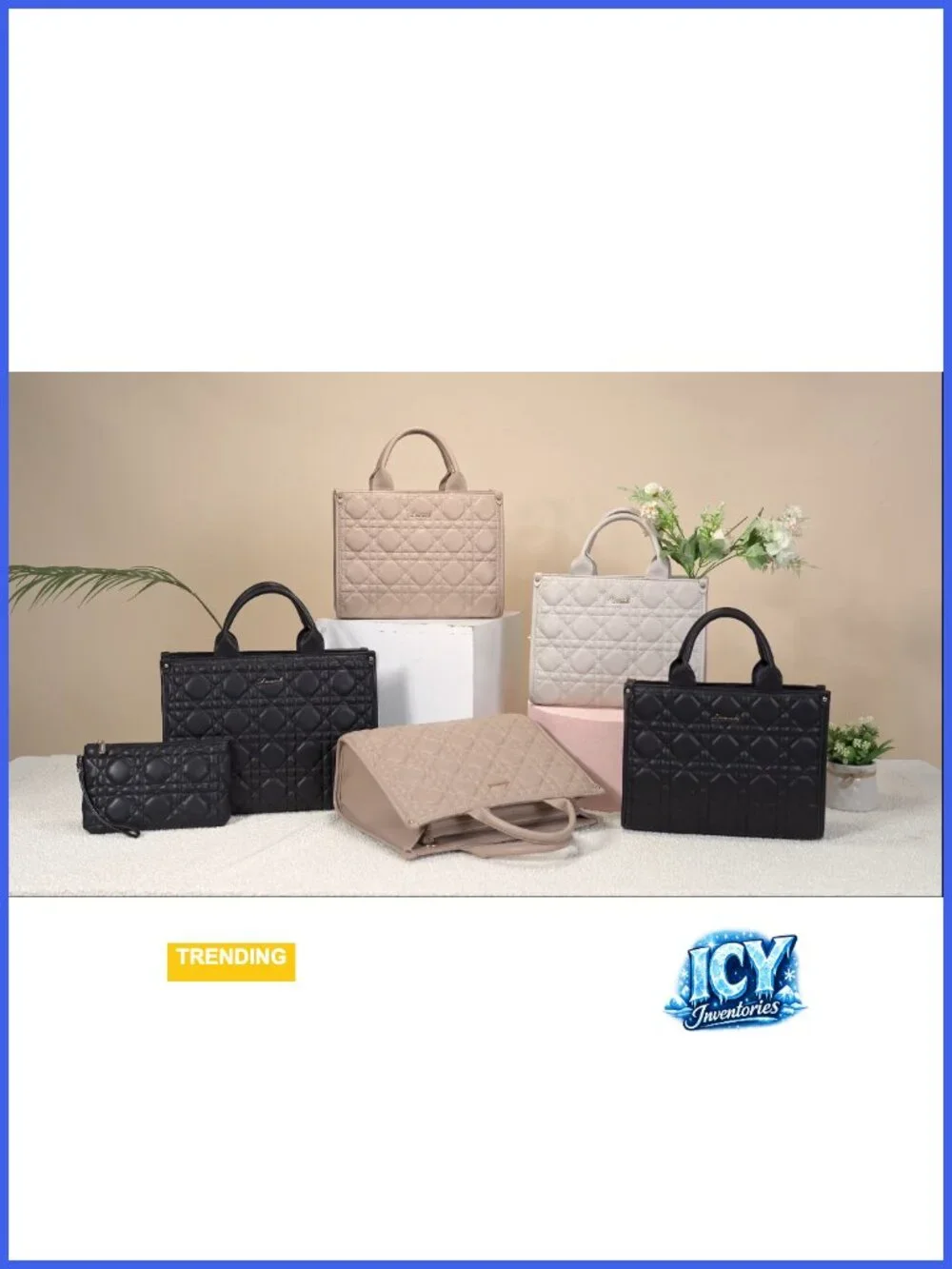 Black PU Leather Top Handle Handbag Shoulder Bag with Rattan Embroidery
